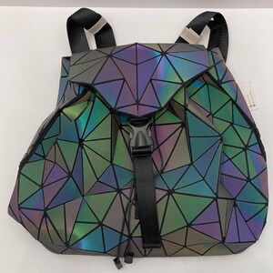 NWT Lovevook Geometric Iridescent Backpack Draw String Clasps